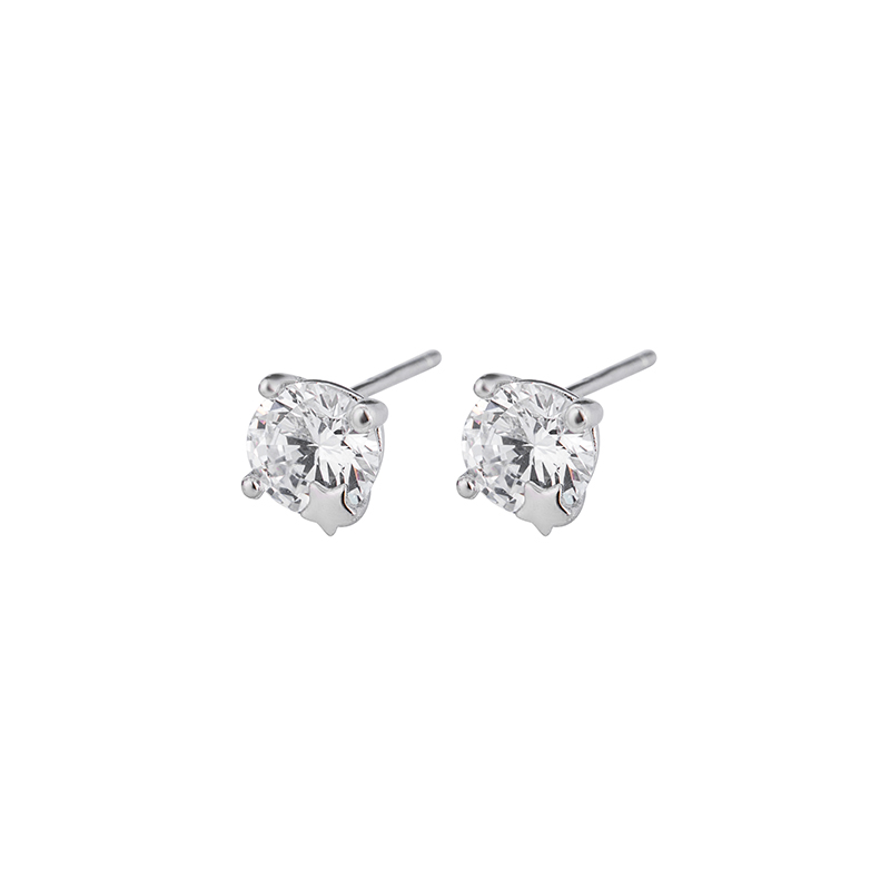 Stud Earrings Four Claw S925 Sterling Silver Men And Women B004